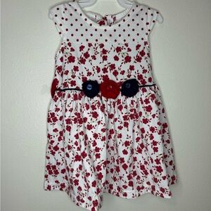 Bamibini Kids Red Floral Dress 2T